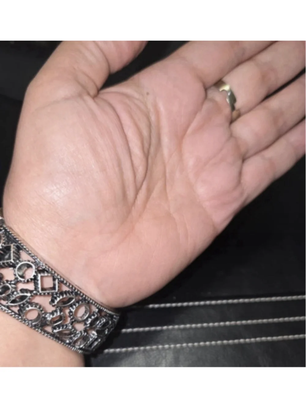 Black Rhinestone Gothic ArtDeco Boho Hand Chain Finger Slave Ring Bracelet Gypsy